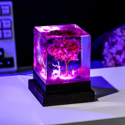 Pink Cherry Blossom Tree Resin Night Light