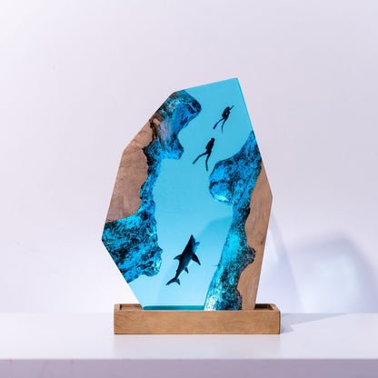 Scuba Diver Resin Lamp hexagon