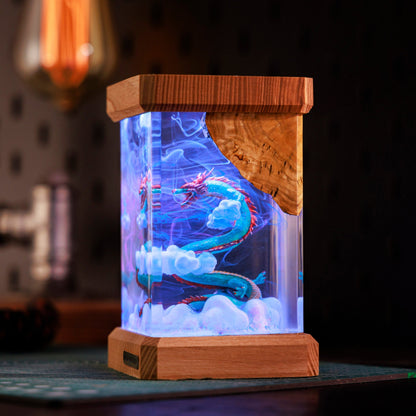 Mythology Blue Dragon Resin Lamp