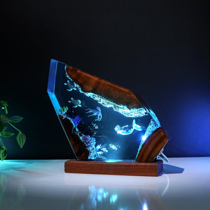 Kraken and Mermaid Epoxy Lamp