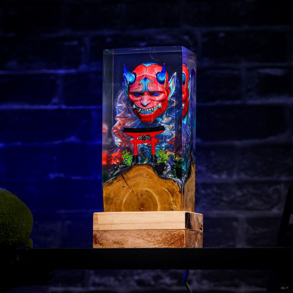 Japanese Demon Mask Resin Lamp Ver 3