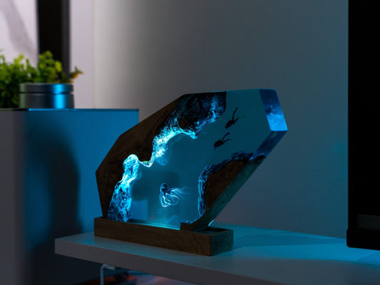 Scuba Diver Resin Lamp Hexagon