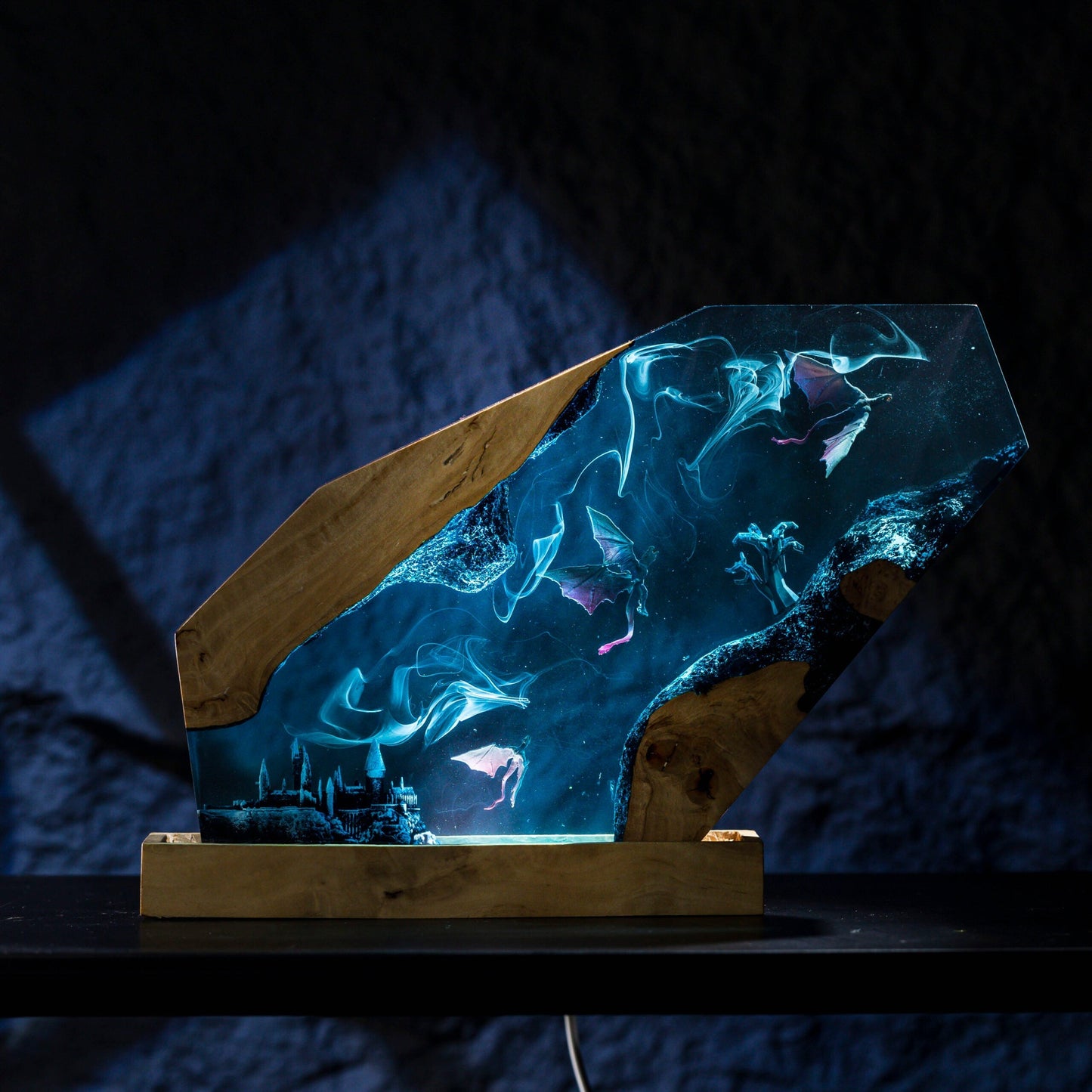 Magic Dragon Castle Resin Lamp