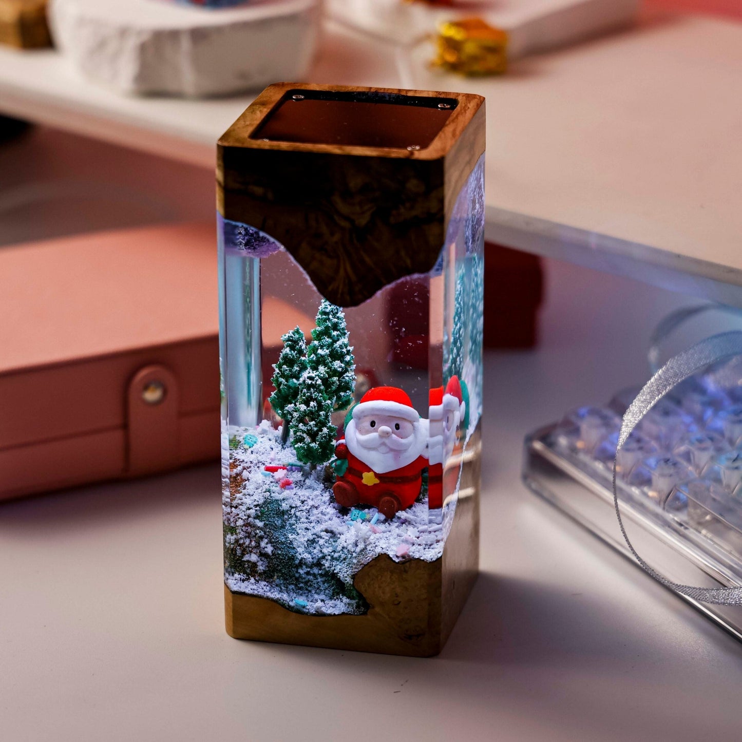 Christmas Snowman Santa Resin Lamp