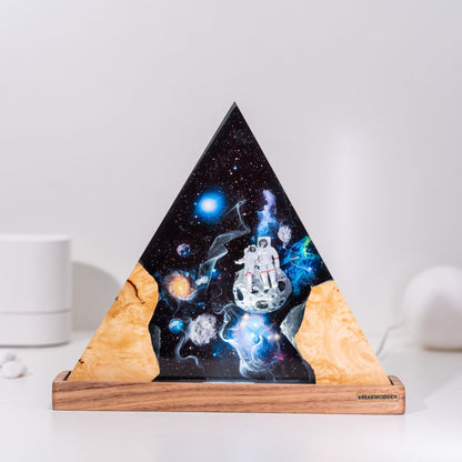 Astronauts in Galaxyspace Resin Lamp