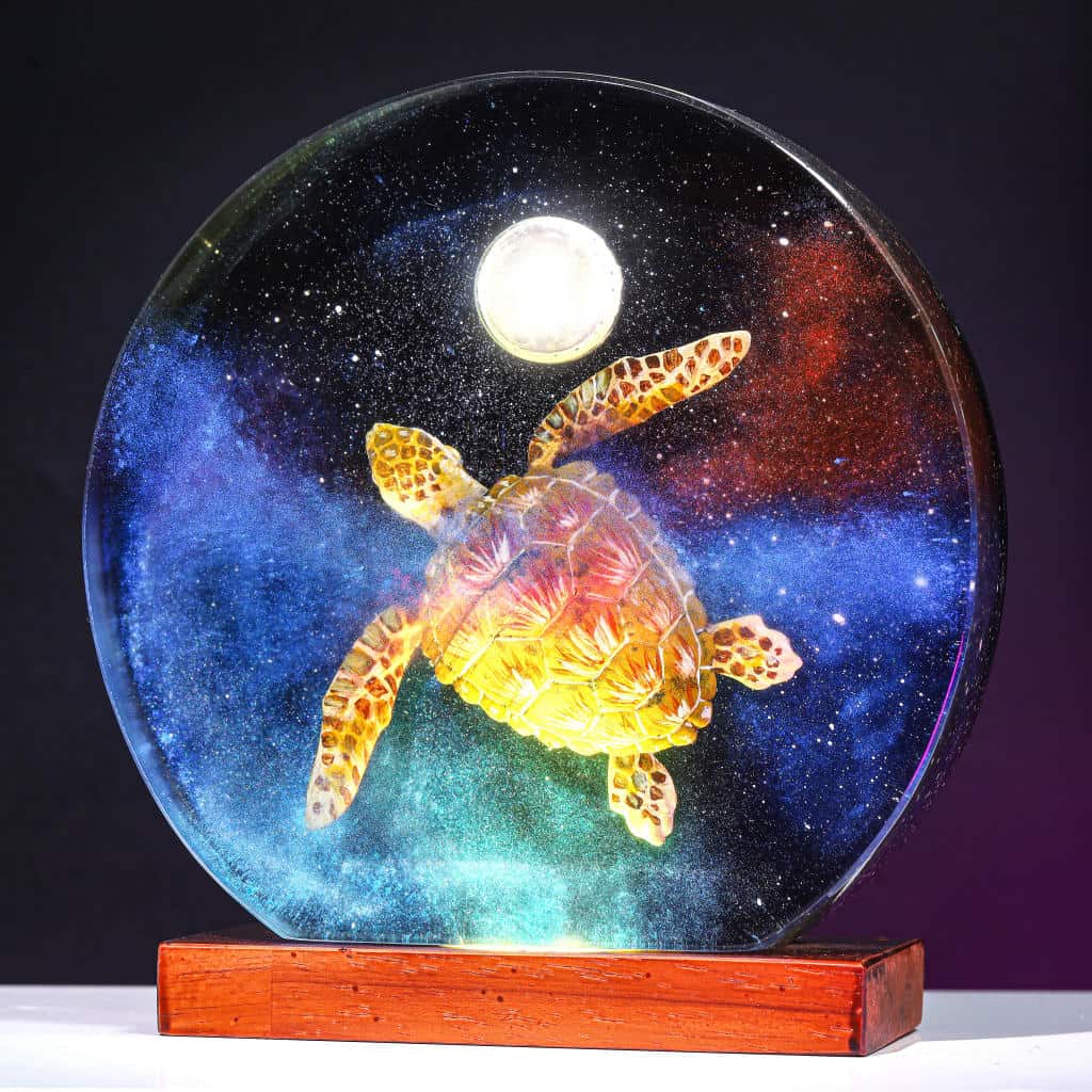 Galaxy Turtle on the Moon Night Light