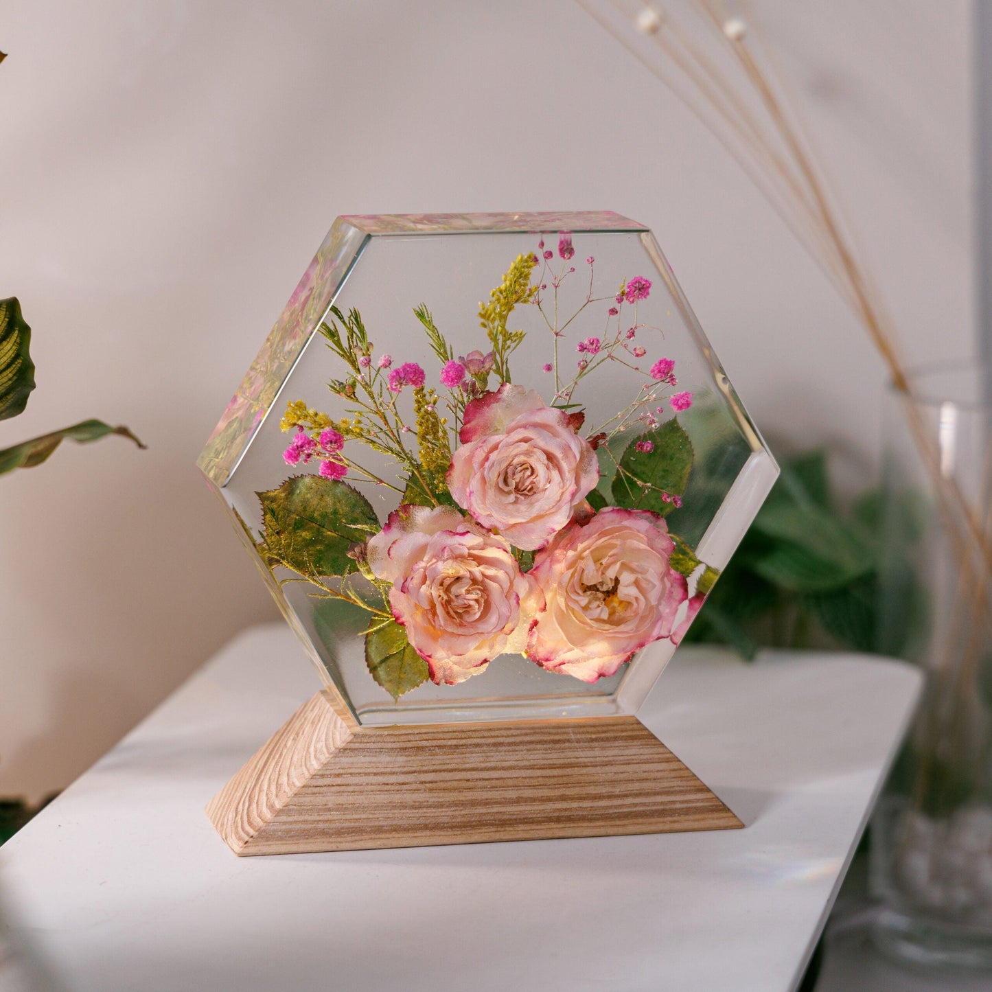 Rose Flower Resin Lamp