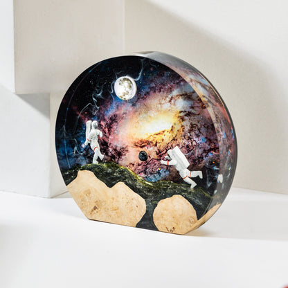 Astronauts in Interstellar Space Epoxy Lamp-Round