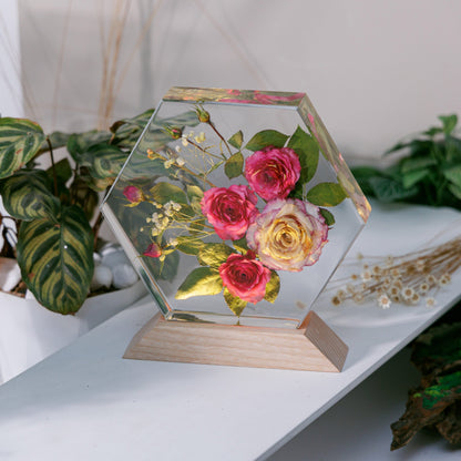 Rose Flower Resin Lamp