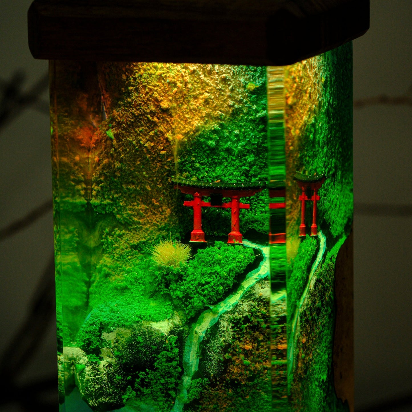 Torii Gate beside Stream Resin Lamp