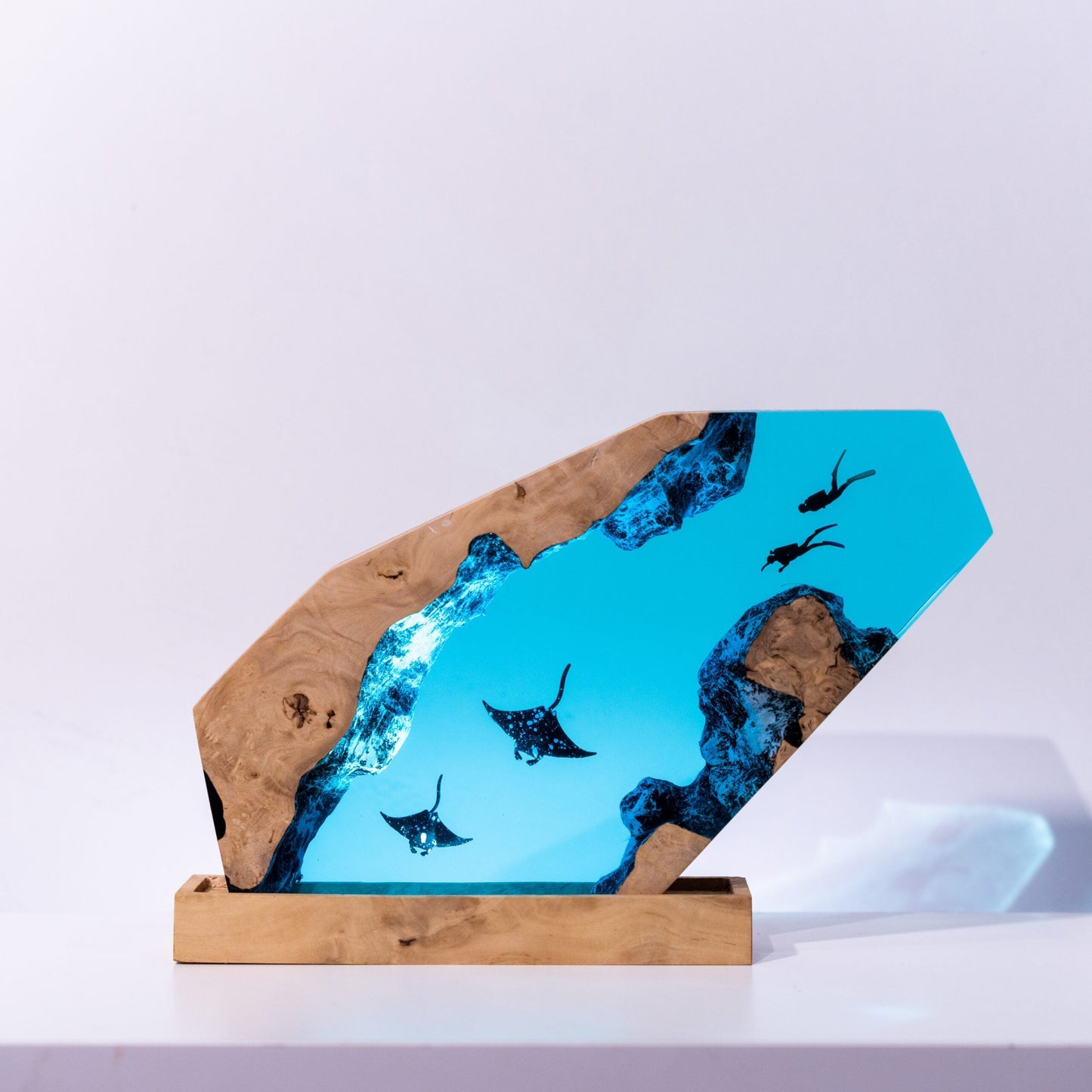 Scuba Diver Resin Lamp Hexagon