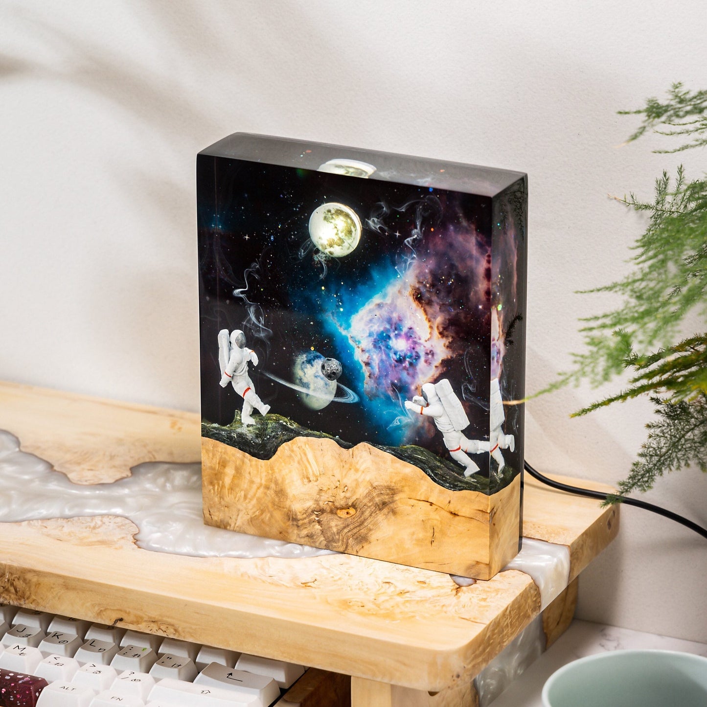 Astronauts in Interstellar Space Epoxy Lamp-Rectangle