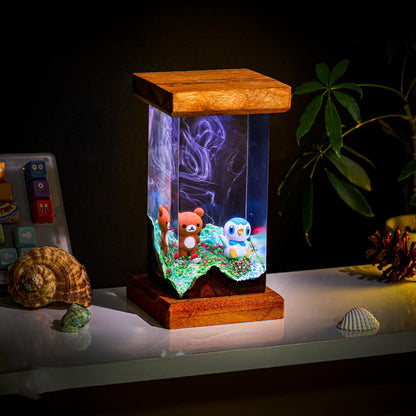 Rilakkuma and Piplup Pokémon Resin Lamp