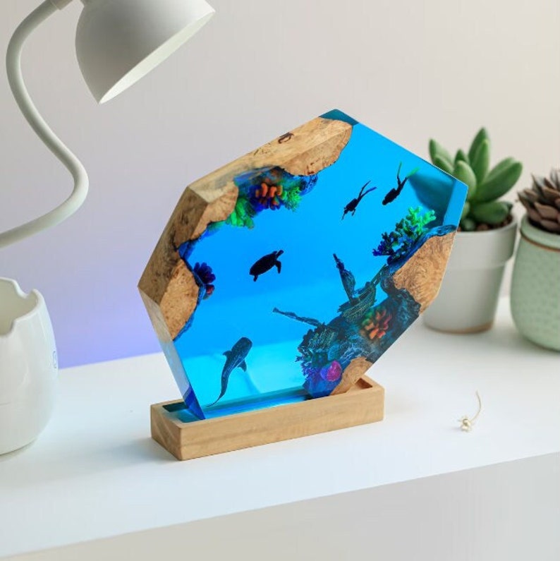 Scuba Diver Resin Epoxy Lamp, Night Light