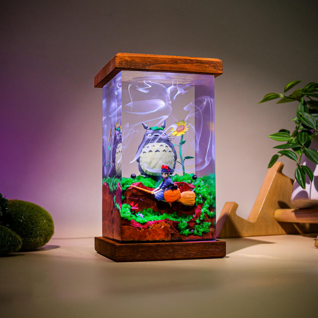 Totoro and Kiki Epoxy Night Light