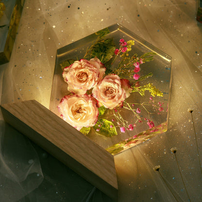 Rose Flower Resin Lamp