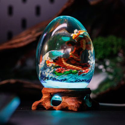 Japanese Koi Fish Resin Lamp Egg