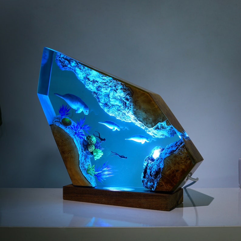 Seal Swimming Epoxy Lamp