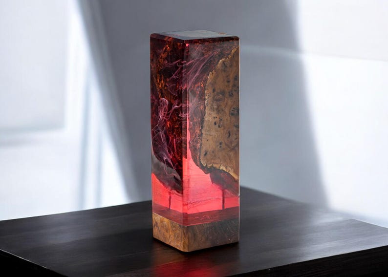 DEEP RED OCEAN Resin Epoxy Lamp