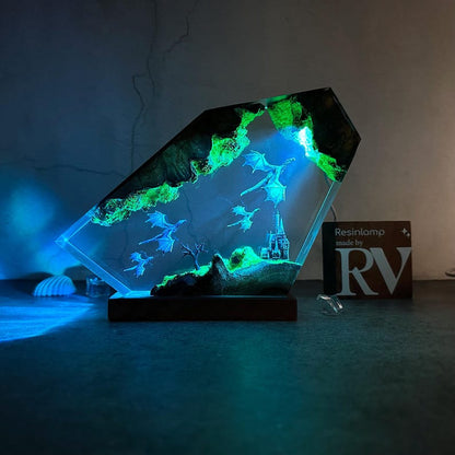 Fire Dragon and Ice Dragon Resin Lamp