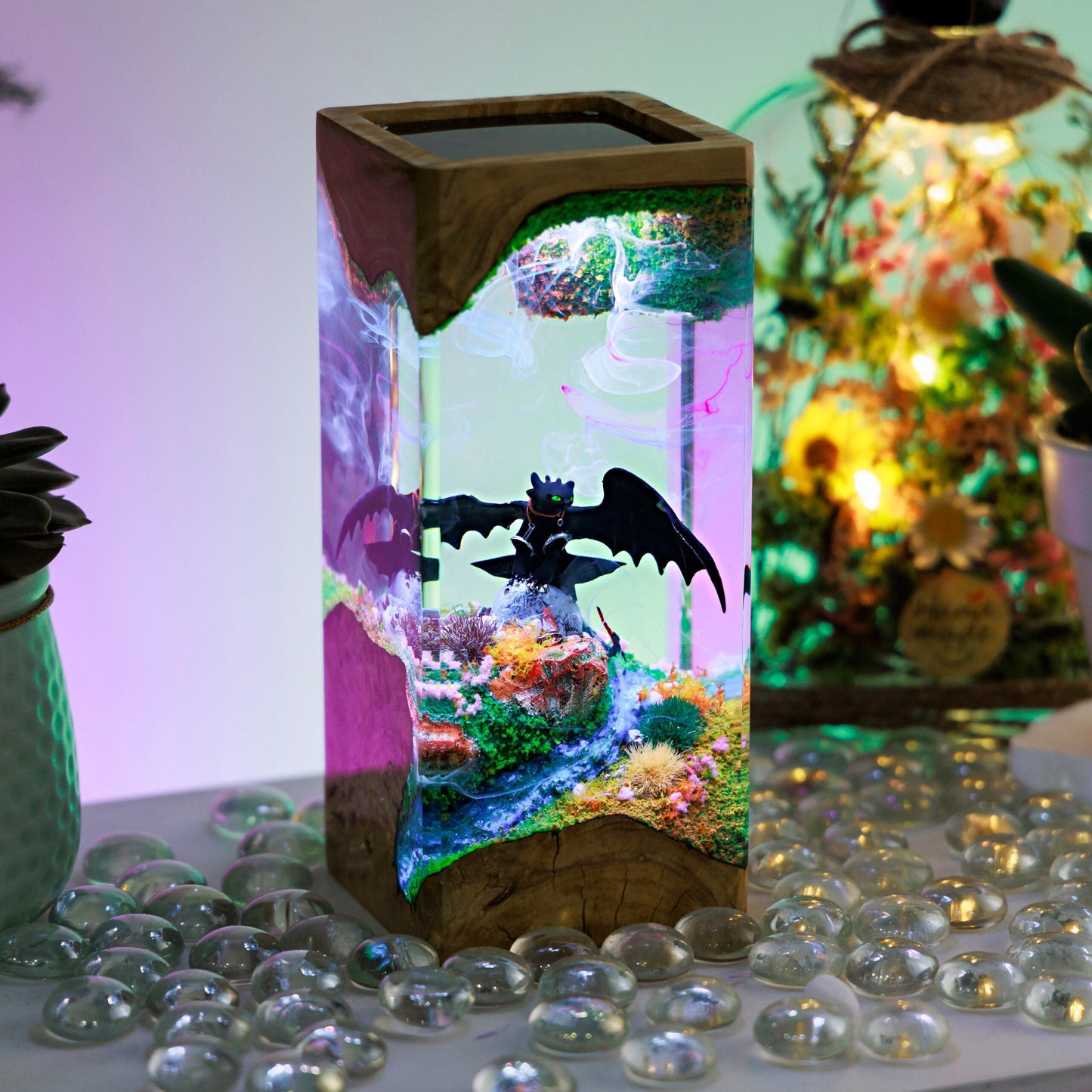 Black Dragon Resin Diorama Lamp 1