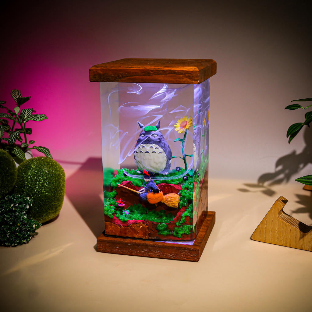 Totoro and Kiki Epoxy Night Light