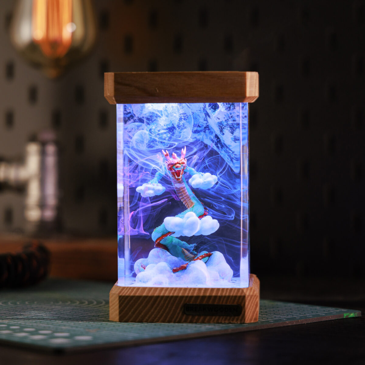 Mythology Blue Dragon Resin Lamp