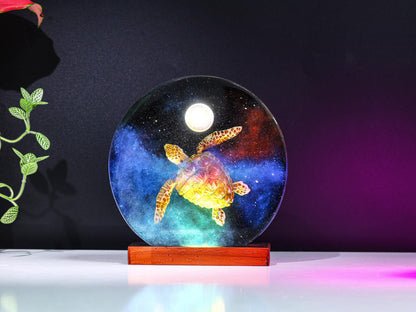 Galaxy Turtle on the Moon Night Light