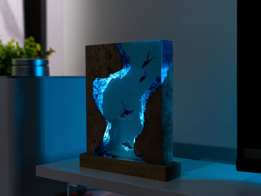 Scuba Diver Resin Lamp – rectangle