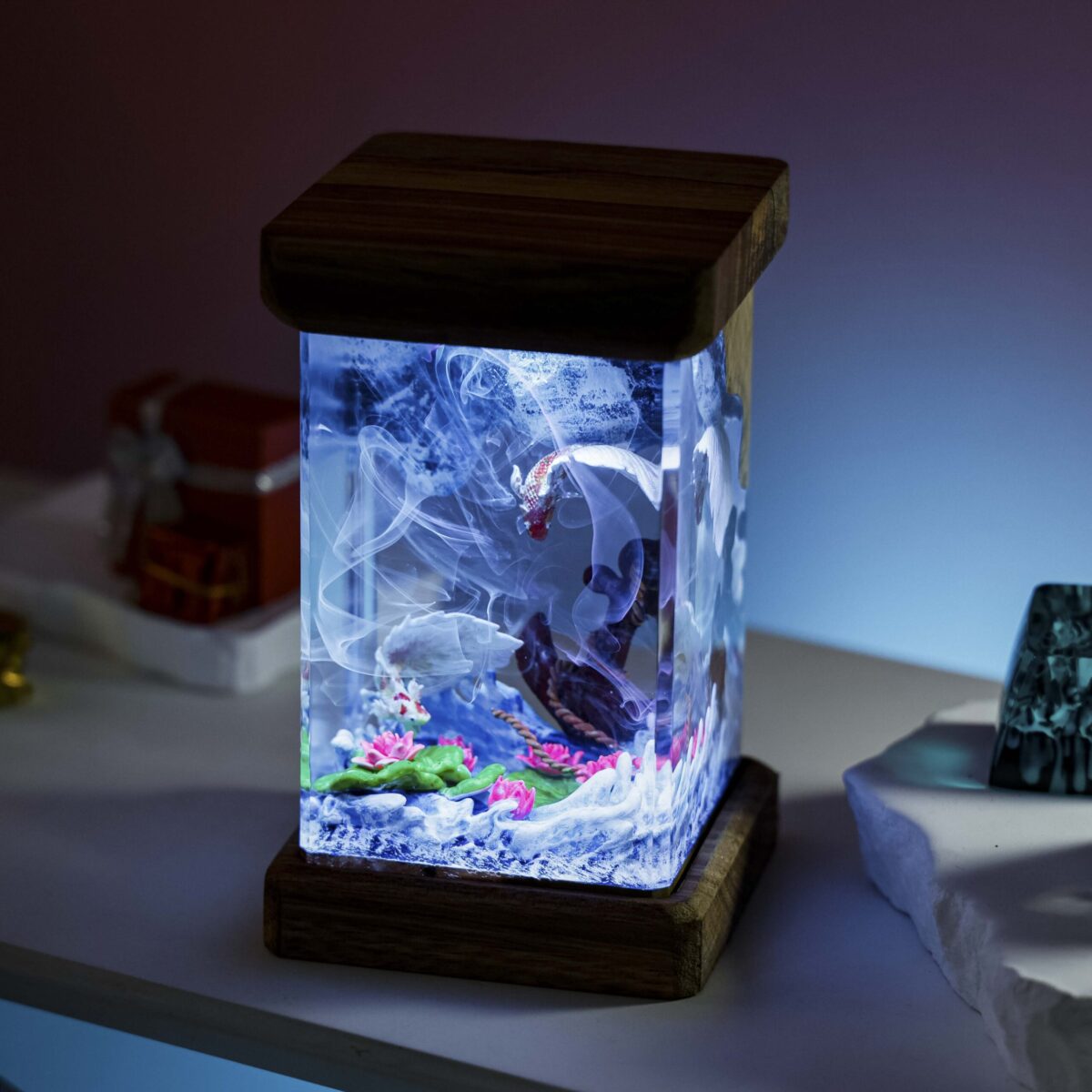 Koi Fish Resin Diorama Lamp