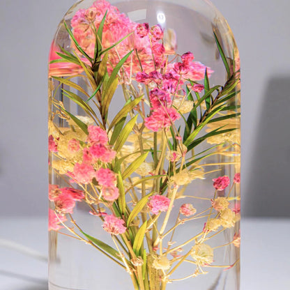 Spherical Cylinder Baby’s Breath Flower Epoxy Lamp