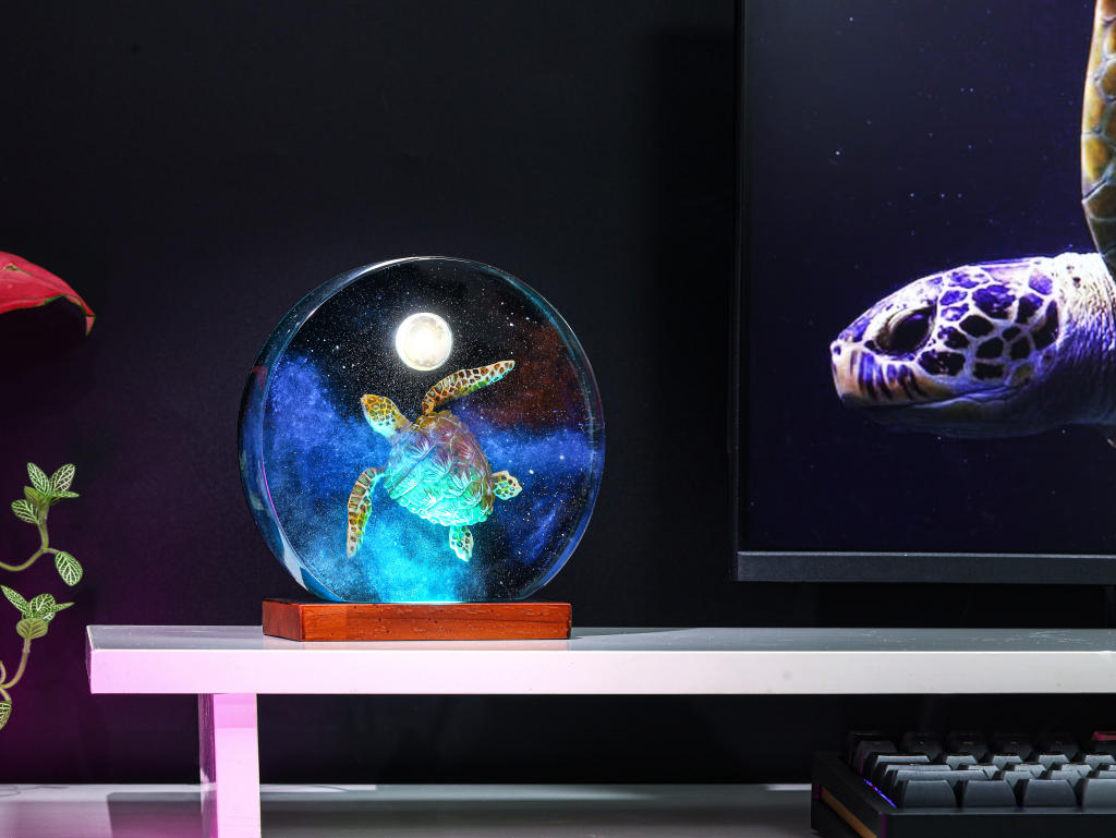 Galaxy Turtle on the Moon Night Light