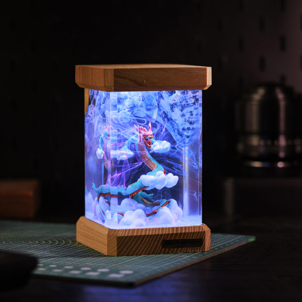 Mythology Blue Dragon Resin Lamp