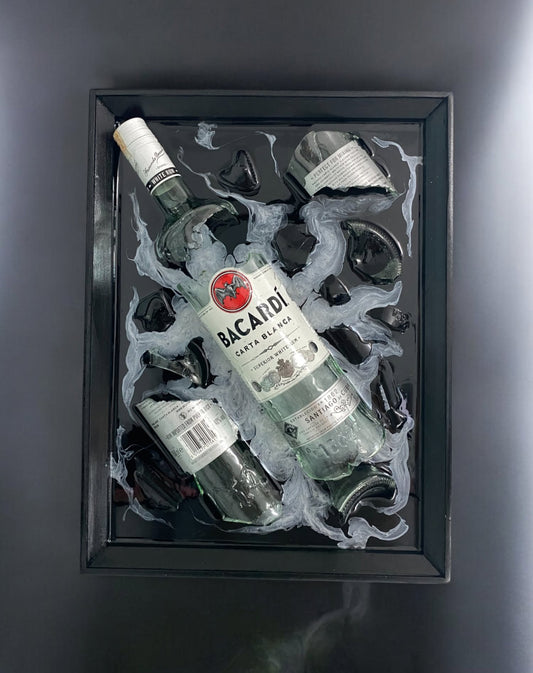 Bacardi Carta Blanca-Broken Bottle Art 